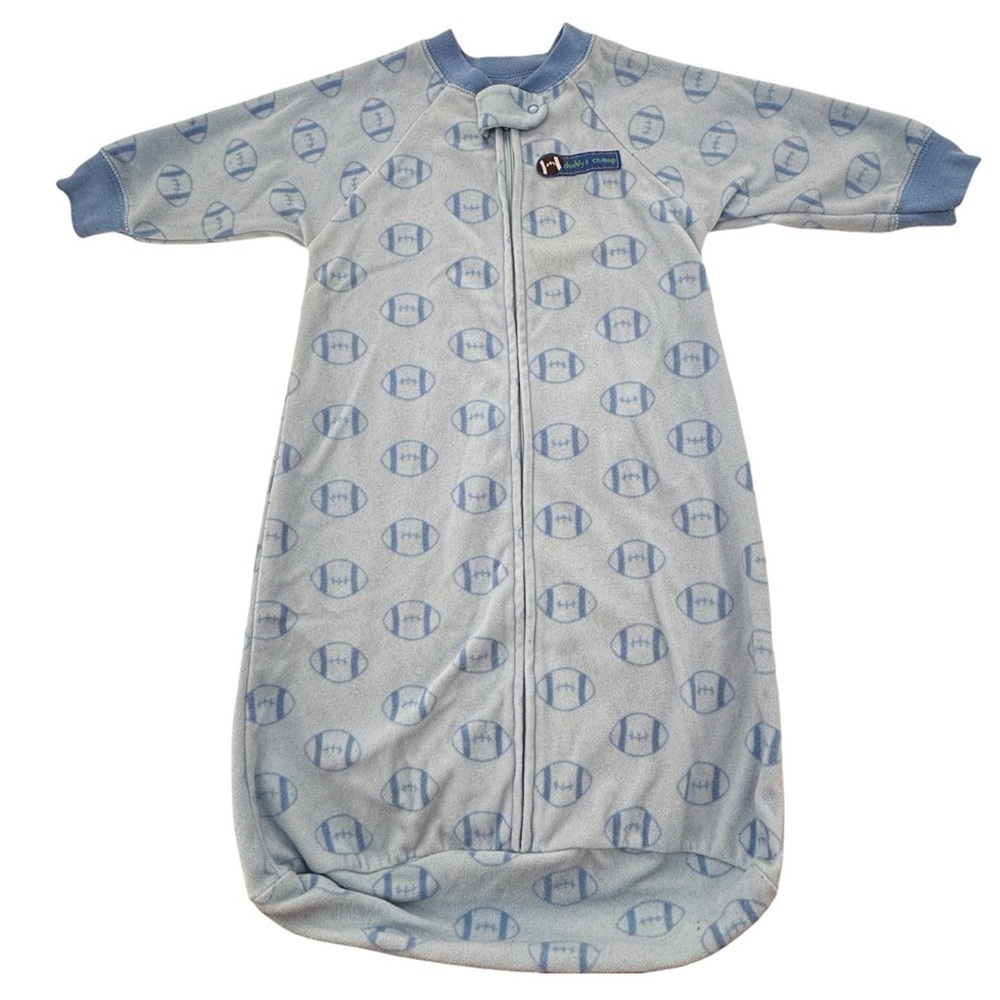 Carter’s Fleece Unisex Soft Blue Sleep Sack w Football Prints 0-9 Months